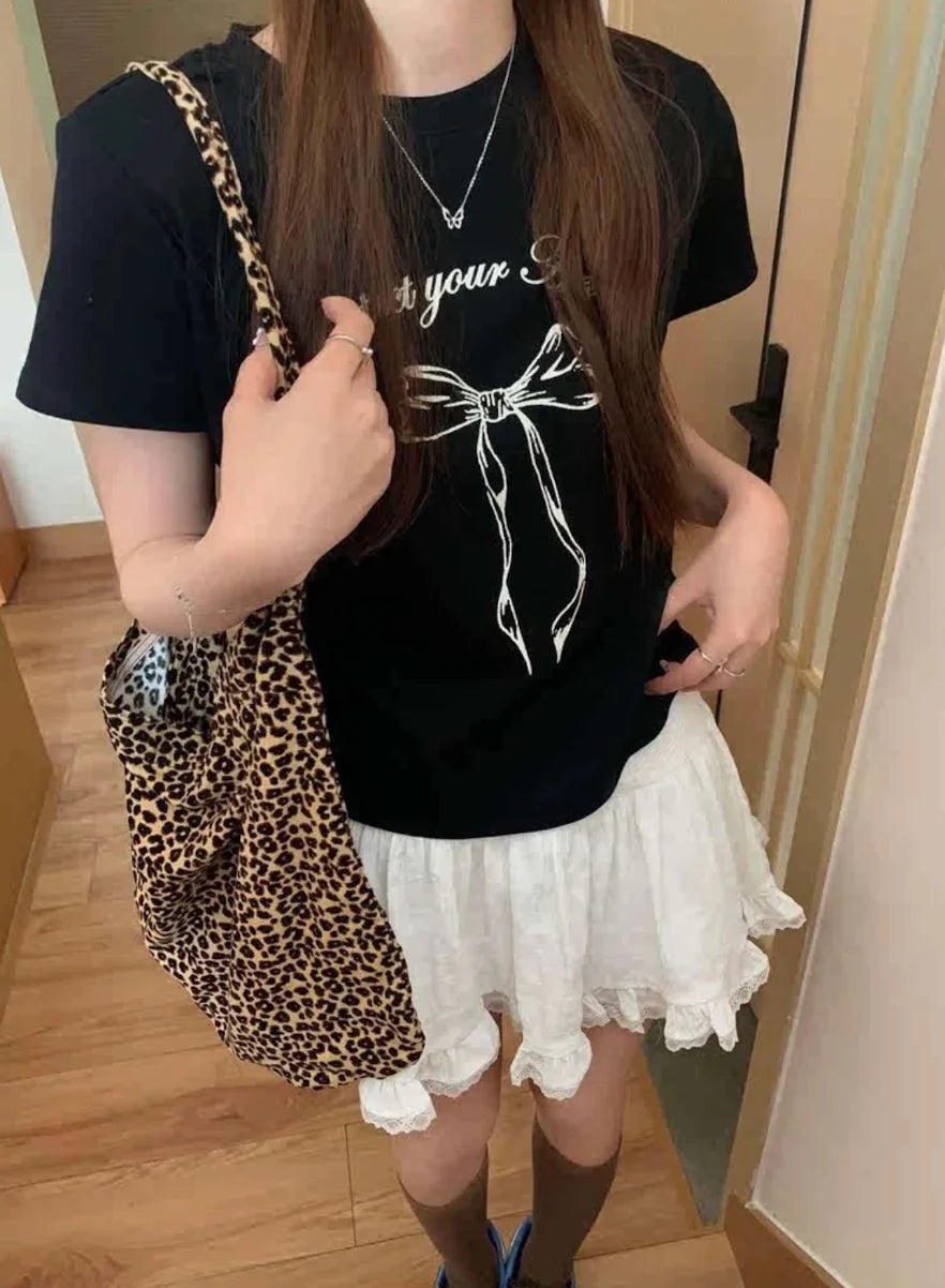 フリーハンドリボンクロップドTシャツ